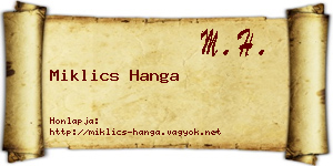 Miklics Hanga névjegykártya